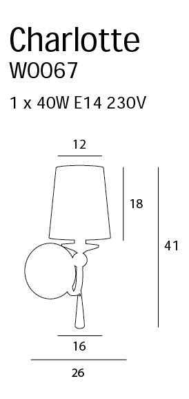 Maxlight Charlotte 1L aplique cromo, E14