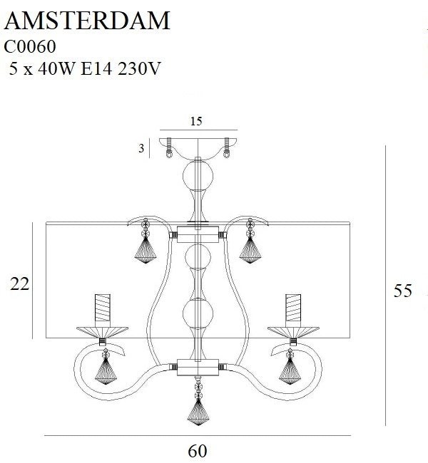 Maxlight Amsterdam 5L chandelier chrome D 60cm