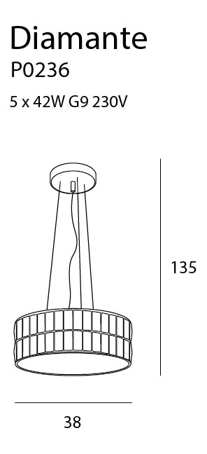 Lampada a sospensione Maxlight Diamante 5L G9, P 38cm