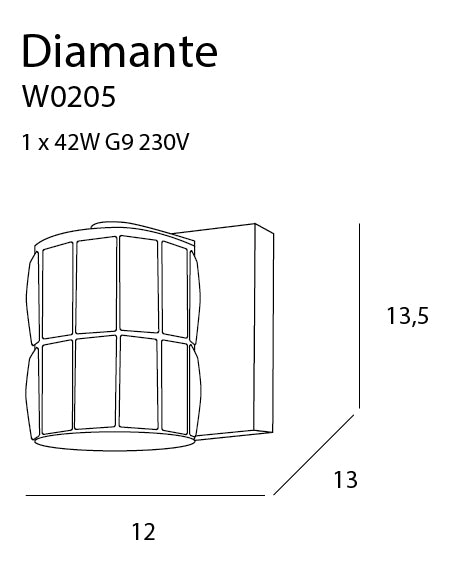 Maxlight Diamante 1L washer sconce wall lamp D 13cm