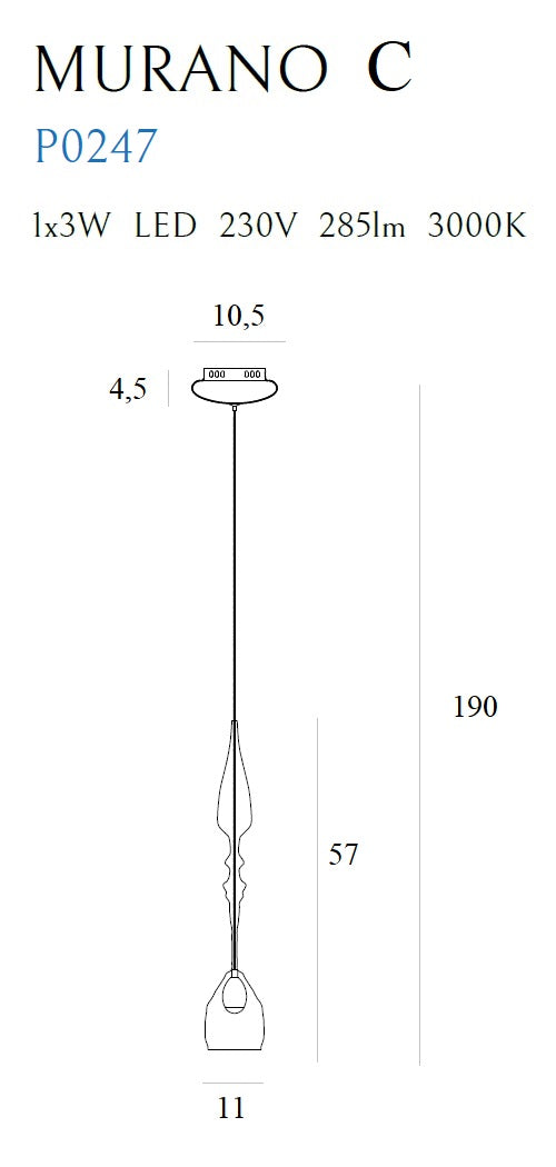 Maxlight Murano C 1L pendant lamp D 11cm