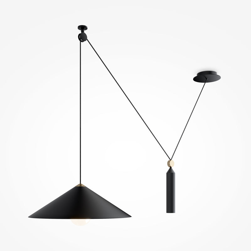 Maytoni Peso 1L pendant lamp, black E27 D 42cm