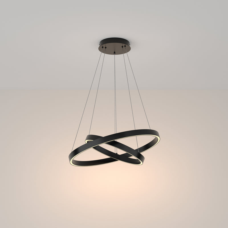 Maytoni Rim 1L pendant lamp, black LED D 60cm