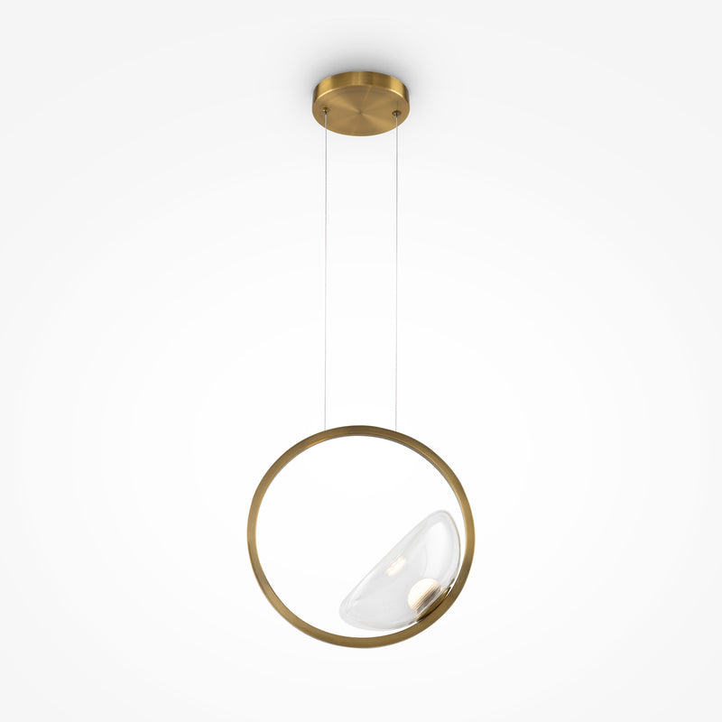 Maytoni Lunare 1L pendant lamp, brass LED D 32cm