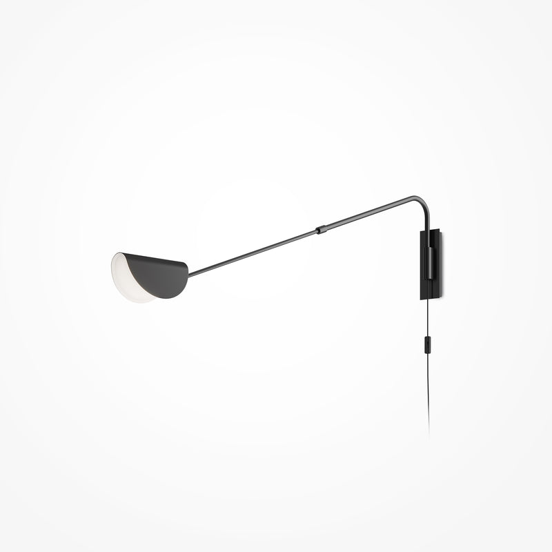 Maytoni Mollis 1L reading swing wall lamp, black G9 H 36cm