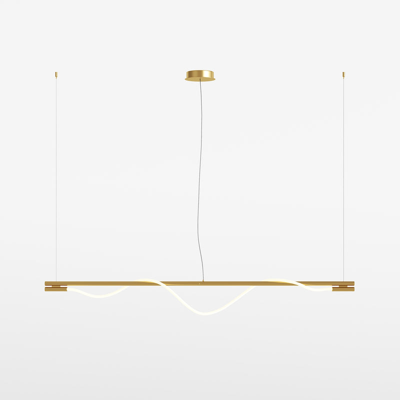 Maytoni Tau 1L linear suspension ceiling lamp, gold LED