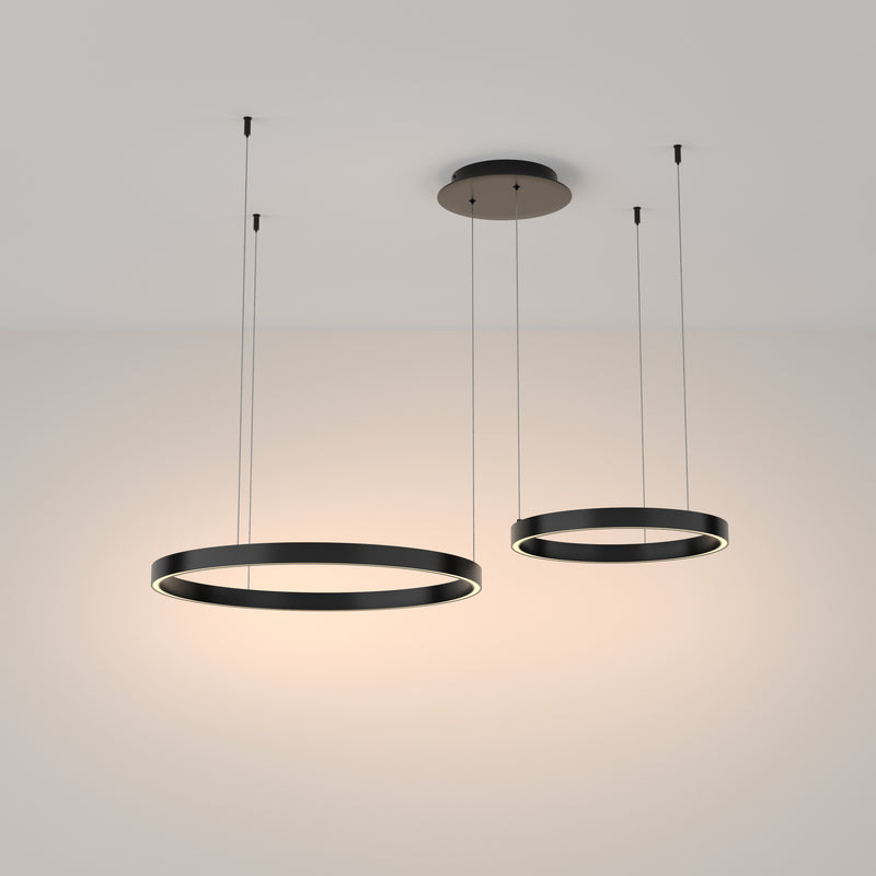 Maytoni Rim 1L pendant lamp, black LED D 60cm