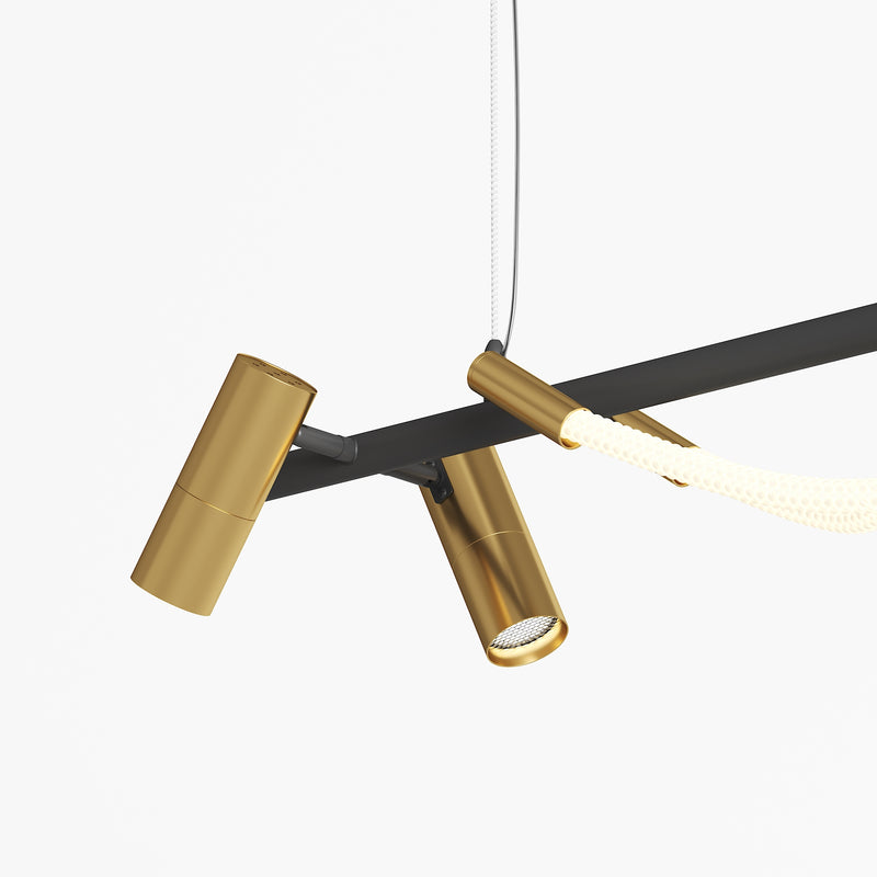 Maytoni Tau 1L linear suspension ceiling lamp, gold LED W 140cm