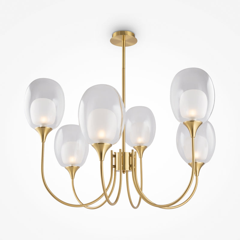 Maytoni Aura 6L chandelier, brass E14 D 95cm