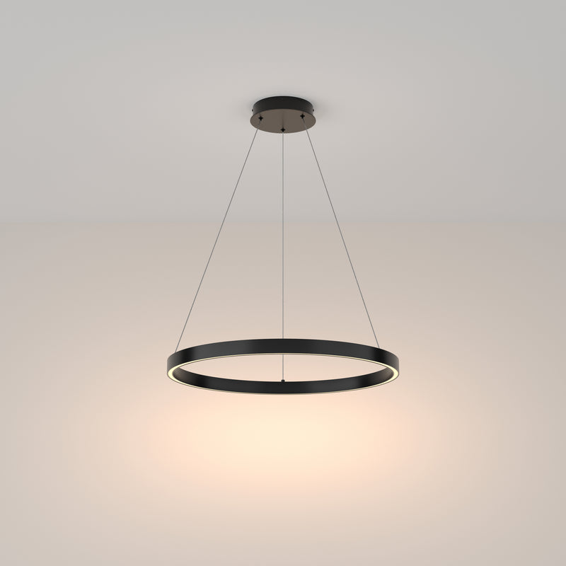 Maytoni Rim 1L pendant lamp, black LED D 60cm