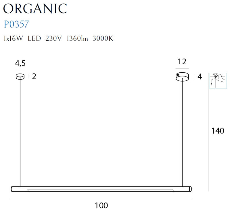 Maxlight Organic 1L track lighting lamp LED, L 100cm