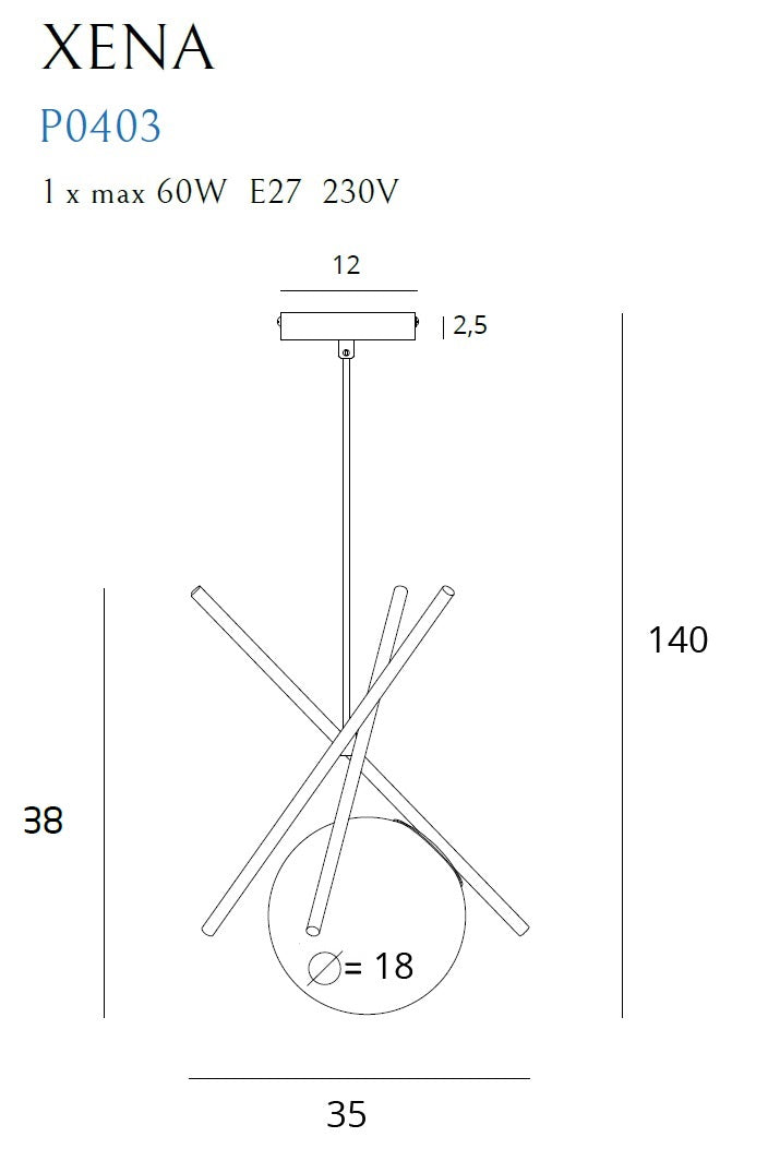 Lampada a sospensione Maxlight Xena 1L, P 35 cm