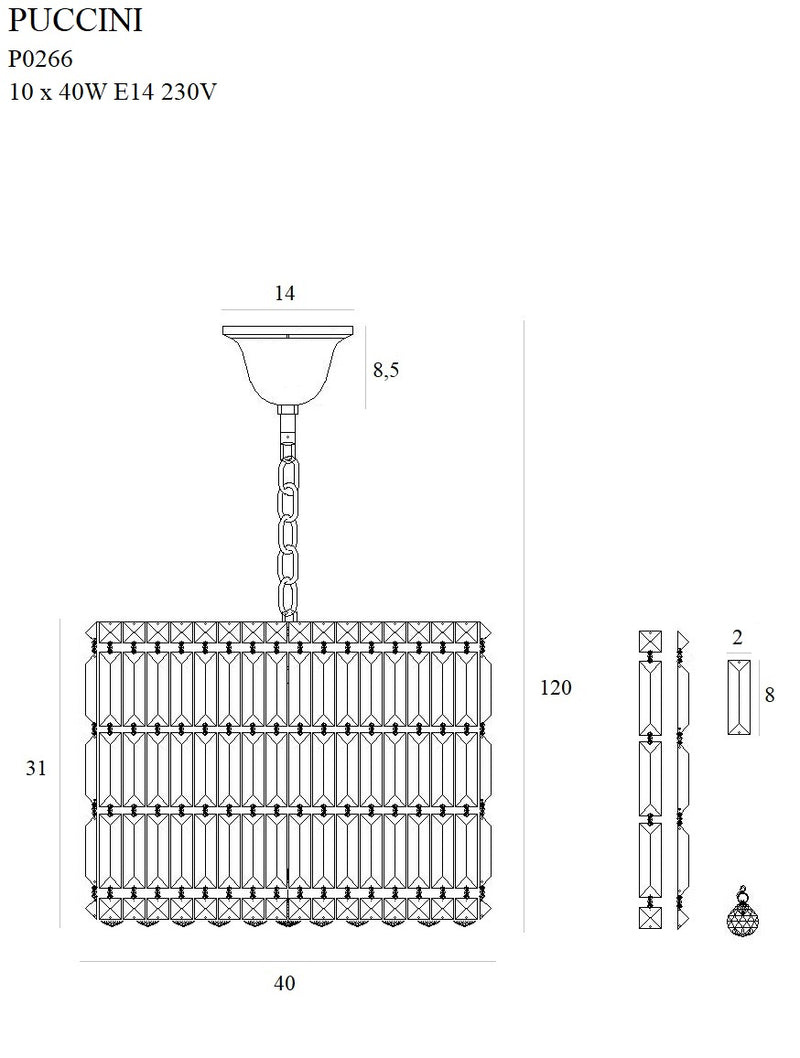 Lámpara colgante Maxlight Puccini 10L D 40cm