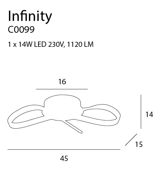 Maxlight Infinity 1L loftslampe LED, krom