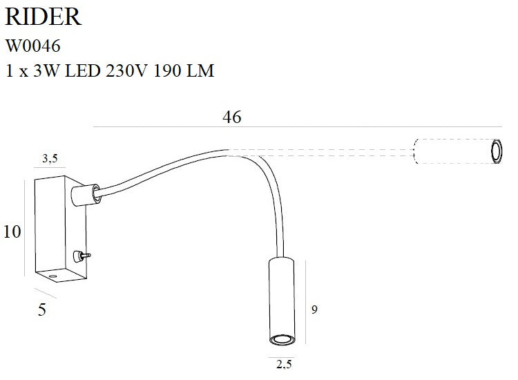 Maxlight Rider 1L accent wall lamp LED 3W