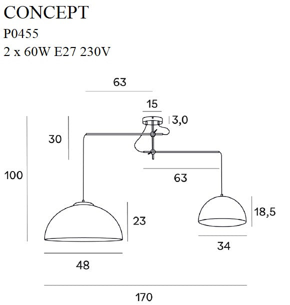 Maxlight Concept 2L pendant lamp E27