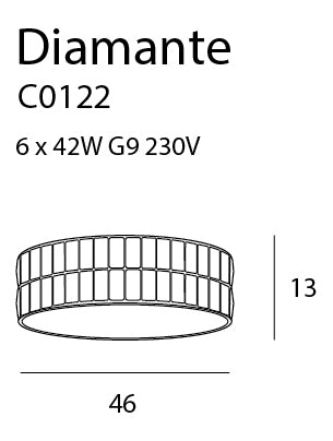 Maxlight Diamante 6L Unterputz-Deckenleuchte D 46 cm