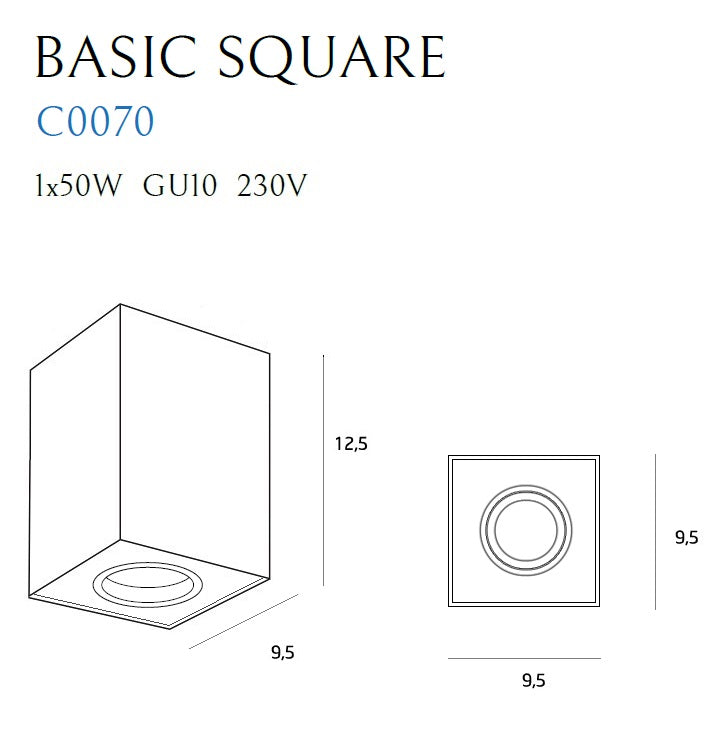 Maxlight Basic 1L ceiling spotlight square