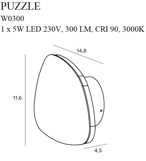 Maxlight Puzzle S 1L Waschleuchte LED 5 W, H 11,6 cm