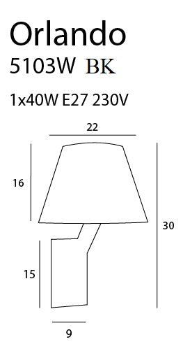 Maxlight Orlando 1L seinävalaisin E27, korkeus 30cm