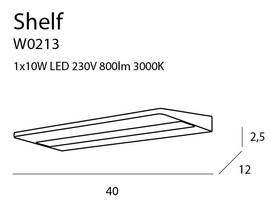 Lampada da parete Maxlight Shelf 1L, LED, L 40 cm