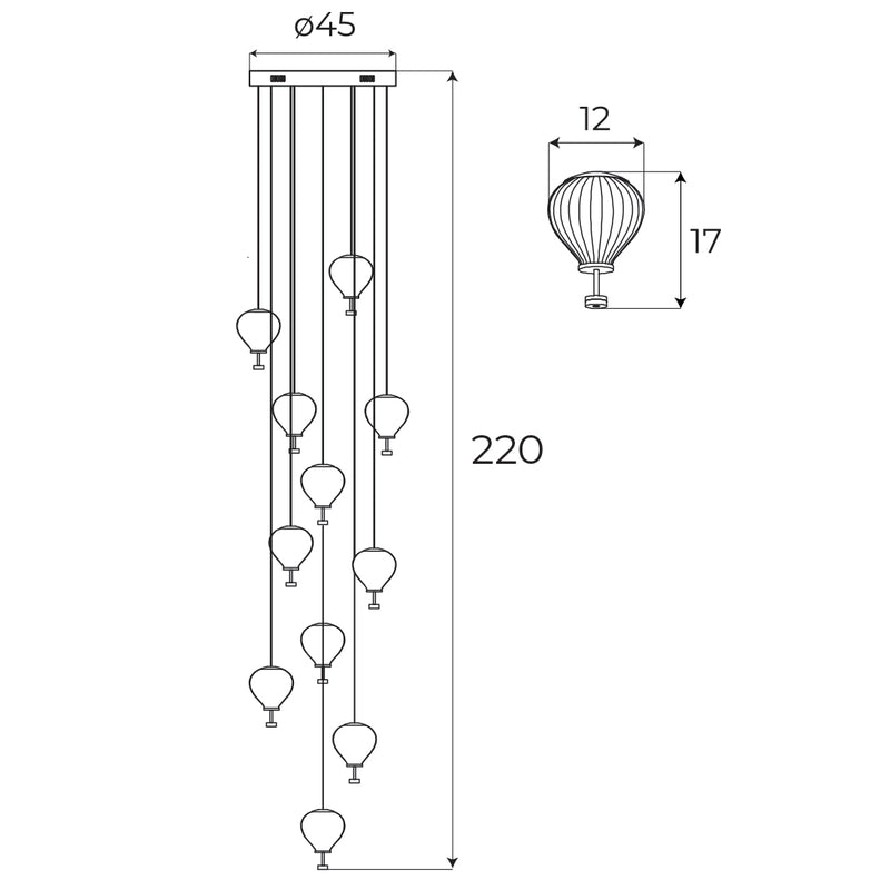 Maxlight Palloncini 11L pendant lamp LED, D 45cm