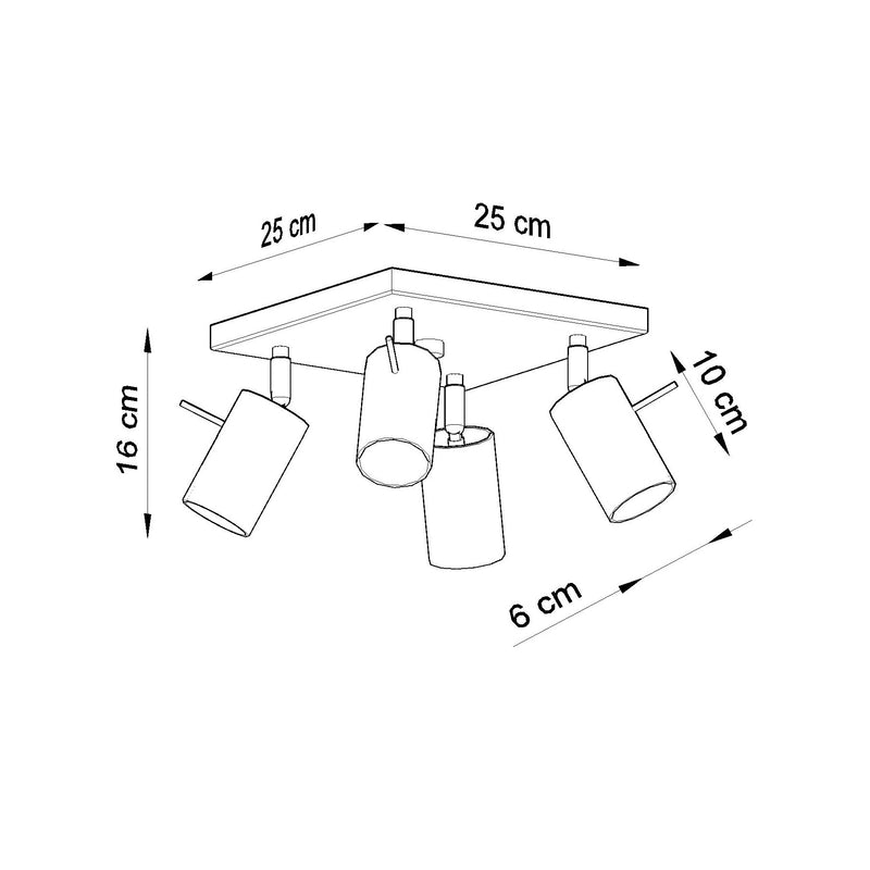 Plafondlamp RING 4 zwart