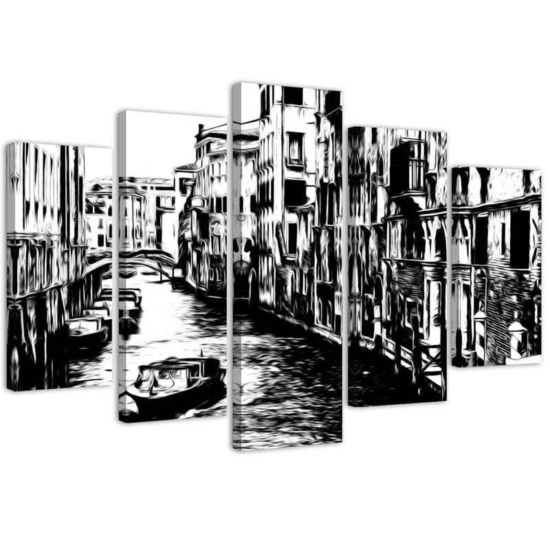 Cuadro en lienzo de cinco piezas, canal de Venecia
