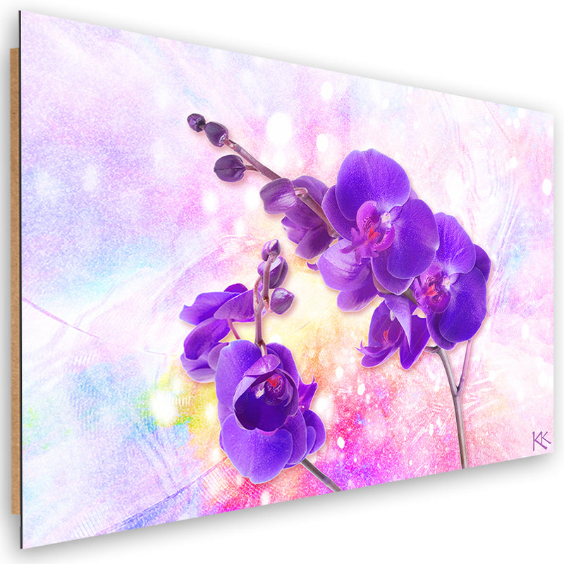 Panel decorativo estampado, Flor de orquídea violeta