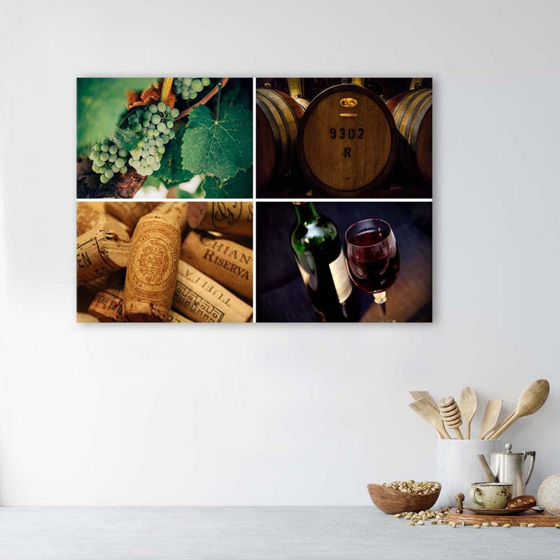 Deco panel print, Wine and grapes