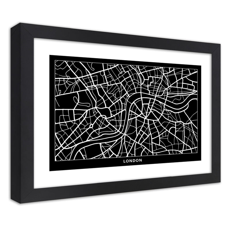 Cuadro en marco negro, Plano de la ciudad de Londres