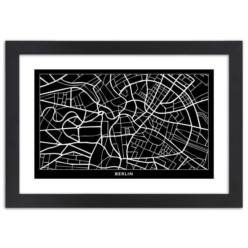 Cuadro en marco negro, Plano de la ciudad de Berlín