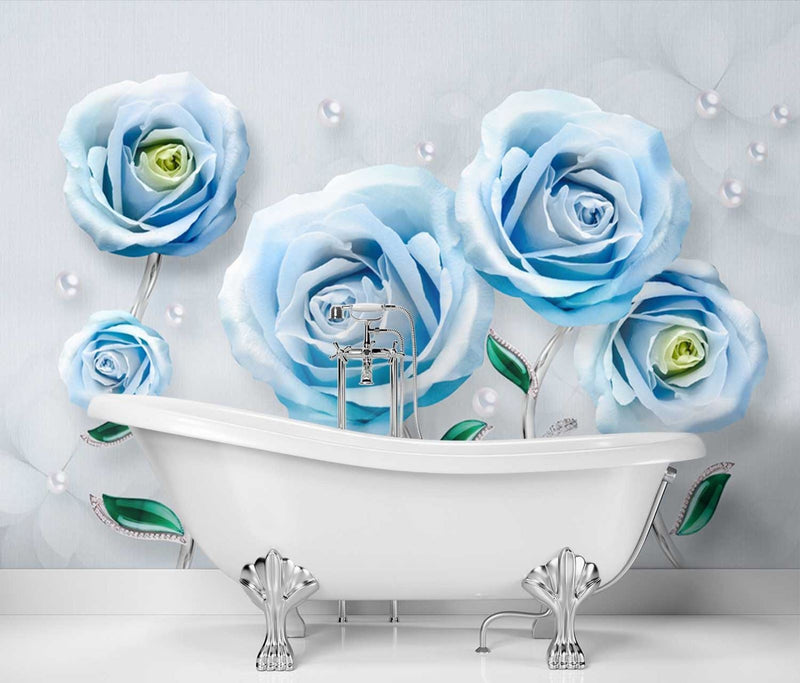 Wallpaper, Blue Roses Flowers 3D