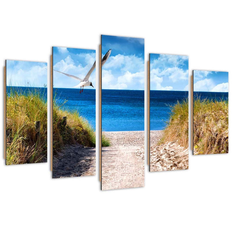 Five piece picture deco panel, Welcoming the sea