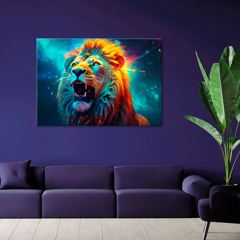 Impresión de panel decorativo, Abstract Neon Lion AI