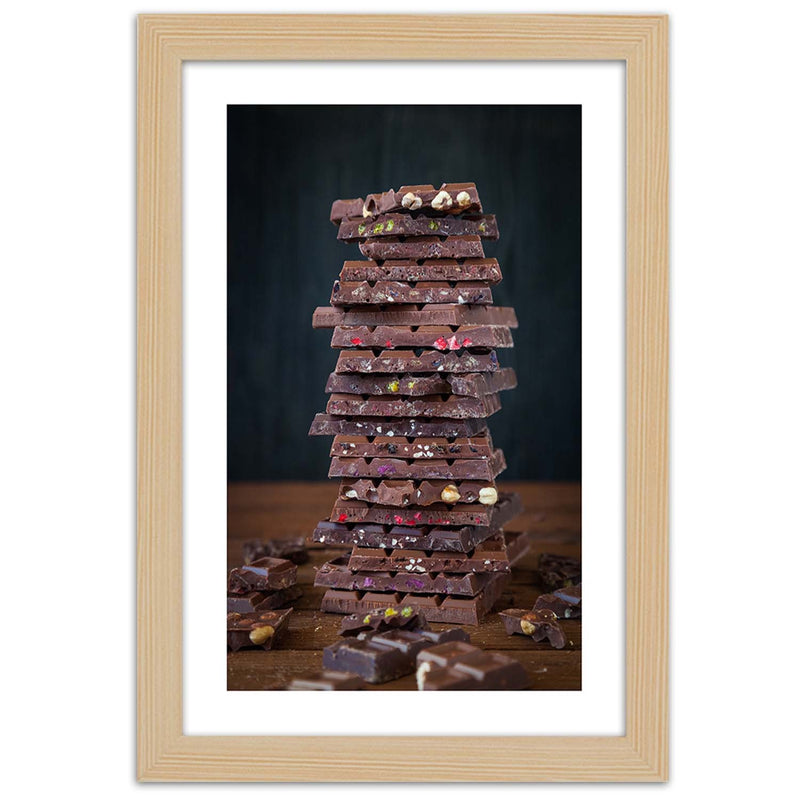 Cuadro en marco natural, Torre de chocolate de postre