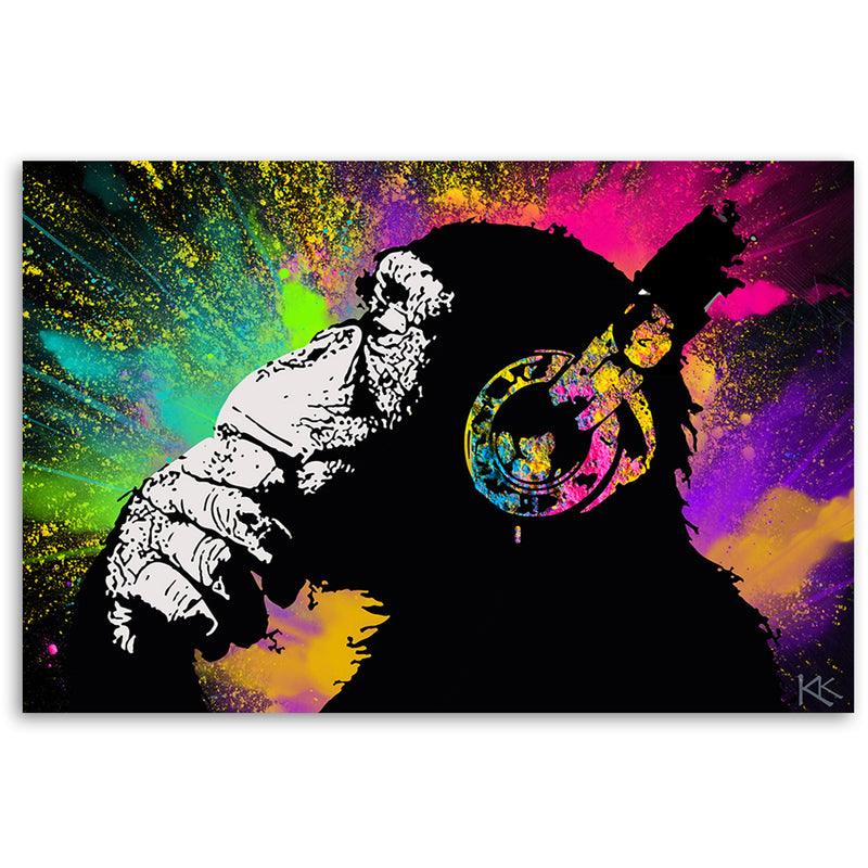 Canvas print, Banksy colourful monkey