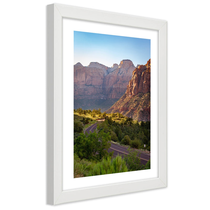 Picture in white frame, Mountain road