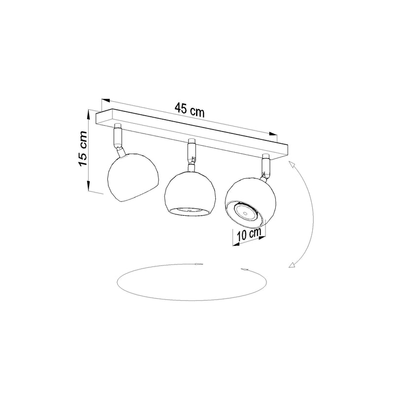 Loftslampe OCULARE 3 sort