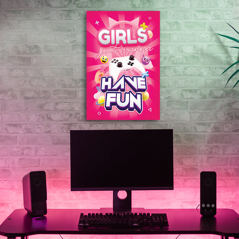 Impresión de panel decorativo, inscripción Gaming para mujer.