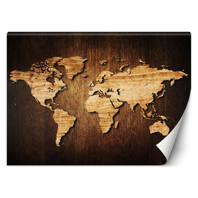 Wallpaper, World Map Vintage Brown