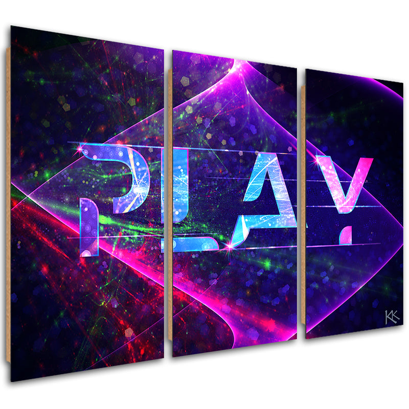 Three piece picture deco panel, The inscription play abstract