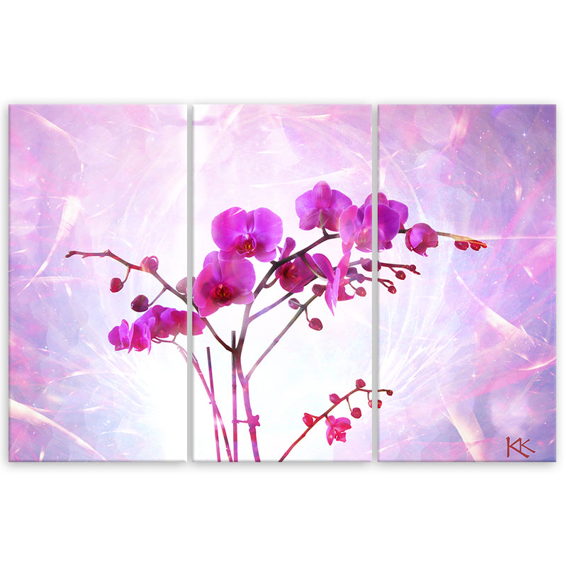 Cuadro de tres piezas en lienzo, Flor de orquídea