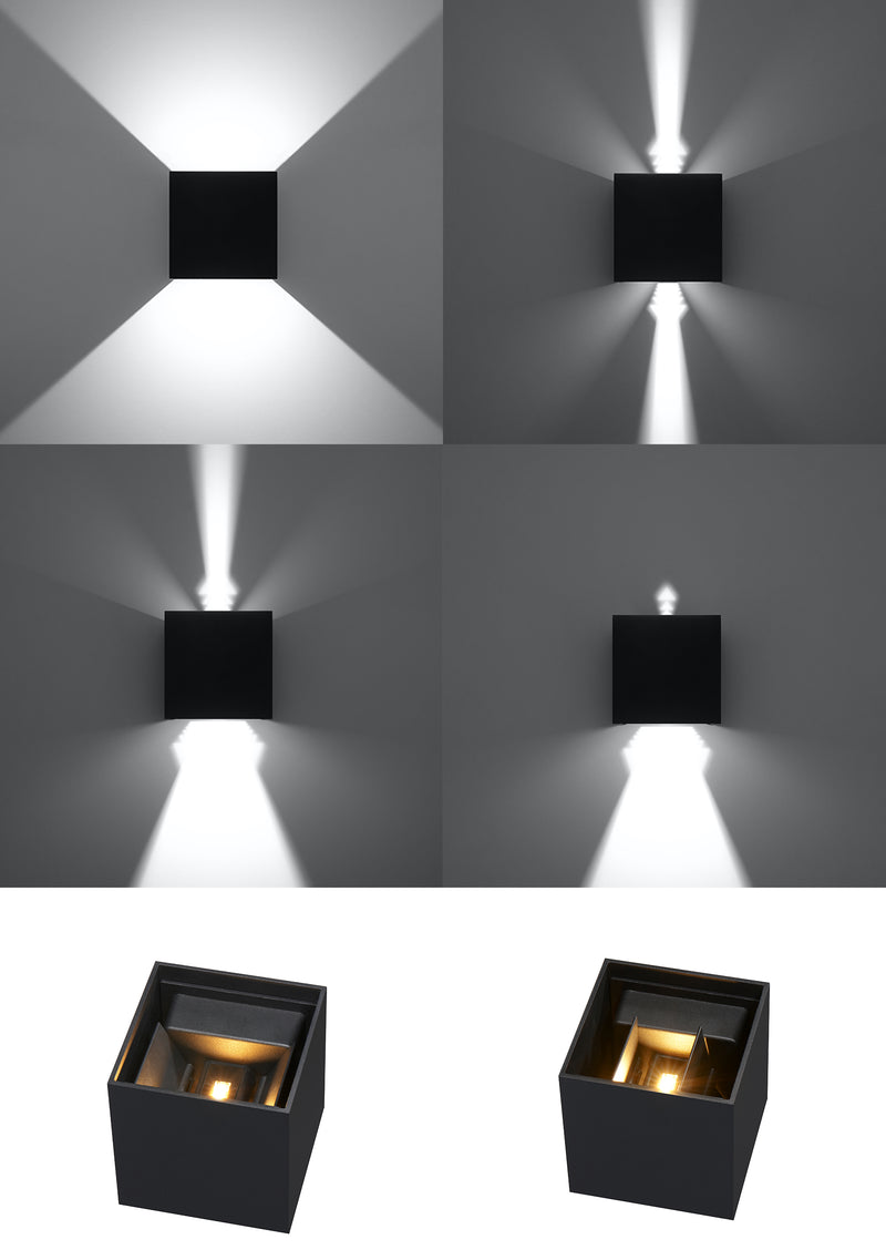 Wandlamp LUCA zwarte LED IP54