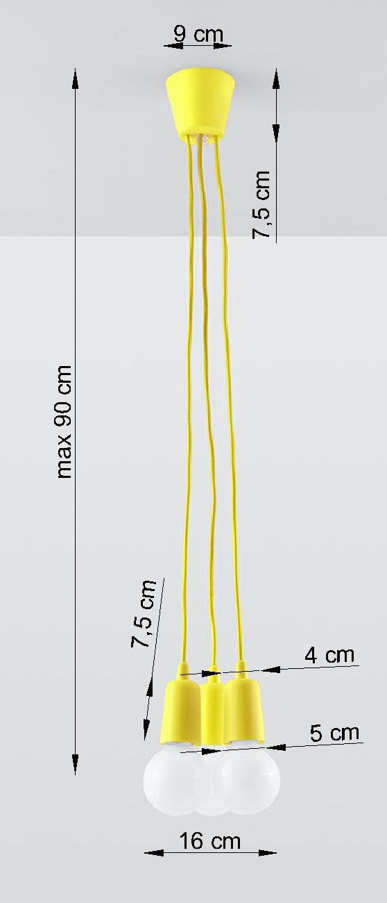 Lámpara colgante DIEGO 3 amarillo