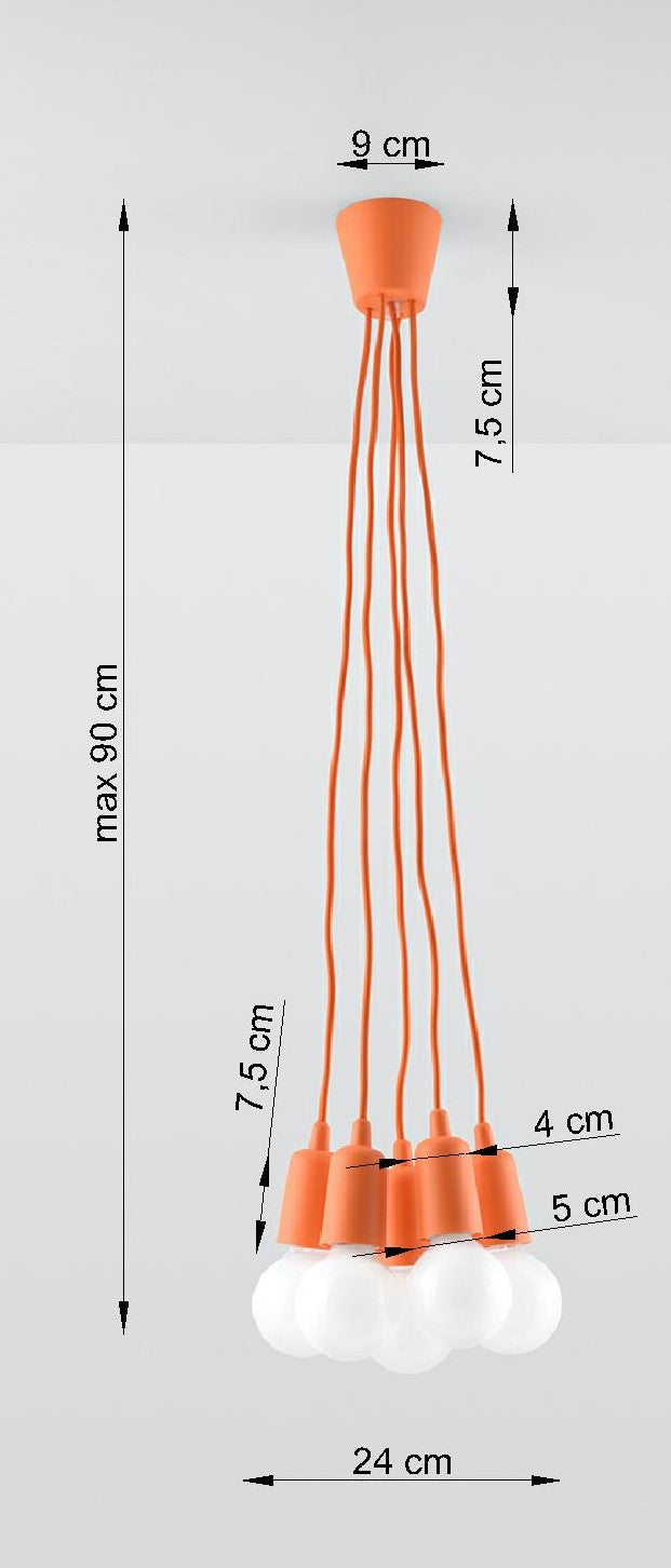 Lampada a sospensione DIEGO 5 arancione