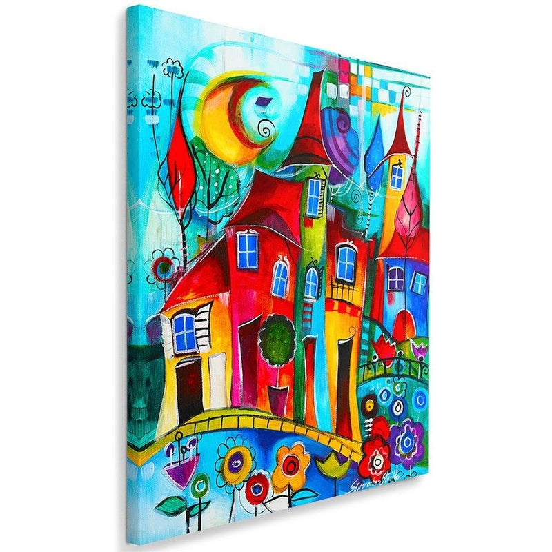 Canvas print, Colourful town at night