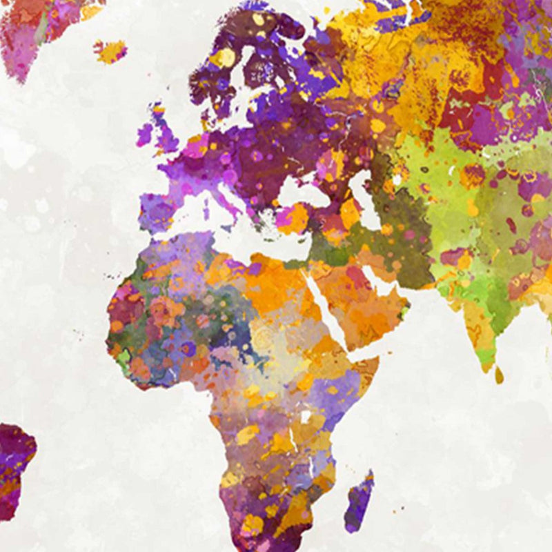 Separador de ambientes de doble cara, mapa del mundo multicolor