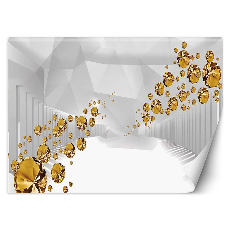 Wallpaper, Golden stones in an abstract tunnel