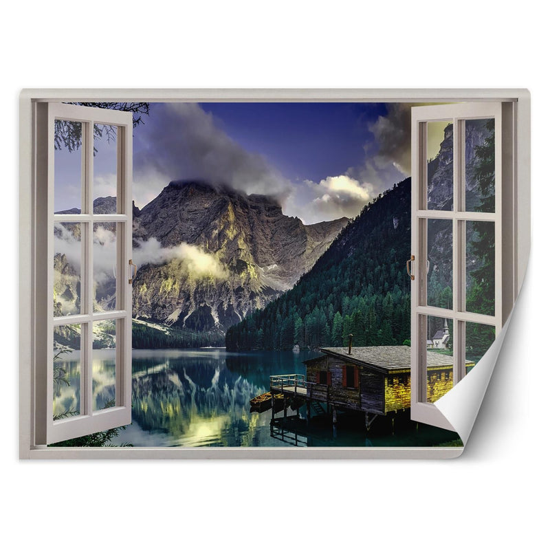 Wallpaper, Window view lake in the mountains nature